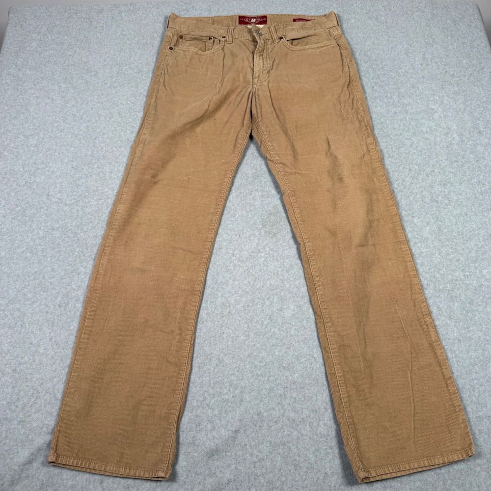 Lucky Brand 361 Vintage Straight Corduroy Pants Tan Mens 32x32 Preppy Gorpcore